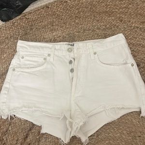 Agolde white denim Parker shorts